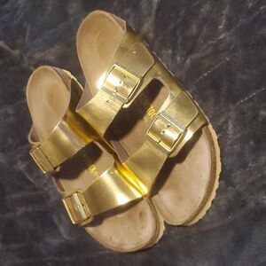Womens Gold Metallic Birkenstock Sandals